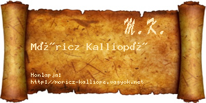 Móricz Kalliopé névjegykártya